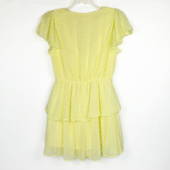 Altar'd State Yellow Tiered Ruffle Twist Swiss Dot Mini Dress Women Medium - Picture 2 of 8